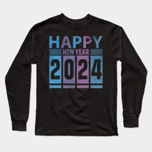 Happy New Year 2024 fun grunge design Long Sleeve T-Shirt